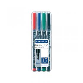 Staedtler Lumocolour Pen Permanent Medium Assorted (Pack of 4) 317-WP4 ST31038