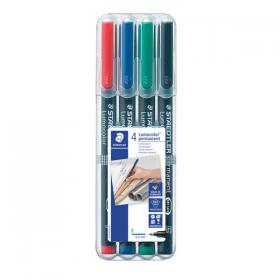 Staedtler Lumocolour Pen Permanent Fine Assorted (Pack of 4) 318-WP4 ST31080