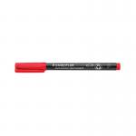 A photo of Staedtler Fineliners and Lumocolor Permanent Universal Pen Fine in red, packed in a set of 10, captures the high-quality and precision of these writing instruments. Each pen has a 0.6mm fine point for clean and accurate lines. The vibrant colors and sleek design are sure to catch the eye.