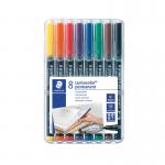 Staedtler Lumocolour Pen Permanent Fine Assorted (Pack of 8) 318-WP8 ST32369