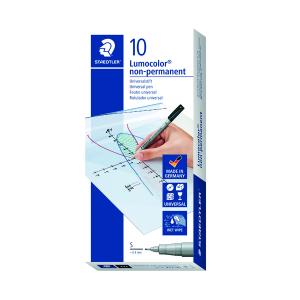 Staedtler Lumocolor Pen Superfine Non-Permanent Black Pack of 10 311-9