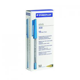 Staedtler Stick 430 Ballpoint Pen Medium Blue (Pack of 10) 430-M3 ST41089