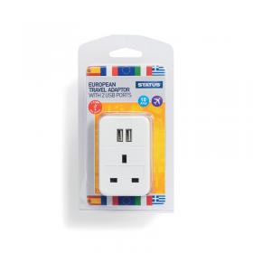Status European USB Travel Adaptor (3 Pack) S2USBPTEURO1PK3 STS7398