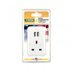 Status Intercontinental USB Travel Adaptor (3 Pack) S2USBPTINTER1PK3 STS7404