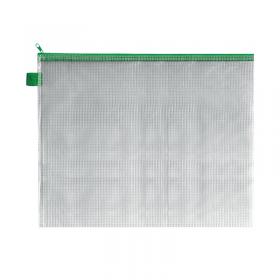 BDS Mesh Zip Bag 405x315mm Green (5 Pack) ZIPPER GREEN STY34124