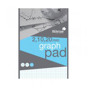 Silvine Graph Pad 2/10/20mm 50 Sheets A4 A4GP21020 SV01822