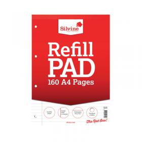 Silvine Ruled Margin Punched Headbound Refill Pad 160 Pages A4 Pad (6 Pack) A4RPFM SV41740