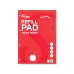 The photo captures six packs of Silvine refill pads, each with a vibrant blue cover and ruled margin. The pads are neatly bound at the top and feature 160 pages in A4 size. Punched holes on the side allow for easy organization and storage. Perfect for note-taking or writing projects.