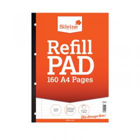 Silvine Punched Feint Ruled Sidebound Refill Pad 160 Pages A4 (6 Pack) A4SRPFM SV41803