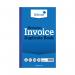 The photo shows a set of 6 Silvine Duplicate and Triplicate Carbonless Invoice Books, each measuring 210x127mm. The cover has the Silvine logo and product name in bold letters. The pages appear clean and neatly stacked, with a perforated edge for easy tearing. The carbonless paper allows for clean, easy copies of invoices to be made. A useful tool for organizing and keeping track of invoices.