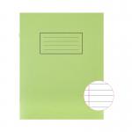 The photo shows a pack of 10 Silvine Exercise Books, each measuring 9 x 7 inches. The vibrant green covers feature the Silvine logo and Exercise Book in bold white font. The pages inside are ruled, making them perfect for writing and note-taking. The books are neatly stacked and ready for school or office use.