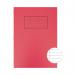 The image shows 10 Silvine A4 exercise books, each with red covers and ruled pages, complete with margins for neat writing. The books are neatly stacked, ready for use.