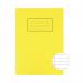 The photograph captures a set of 10 Silvine A4 exercise books, each with ruled pages and a margin, in a bright yellow color. The books are neatly stacked on top of each other, ready to be used for note-taking, journaling, or planning. The vibrant hue adds a pop of color to any workspace.