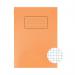 The picture shows a pack of 10 Silvine A4 Exercise Books in vibrant orange color. Each exercise book has 5mm squares, perfect for writing and drawing. The books are neatly wrapped and appear to be of high quality. Perfect for students or professionals in need of a sturdy and organized notebook.