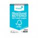 This photograph features a pack of 10 environmentally-friendly Silvine shorthand notepads. The pads are 127x203mm in size and are designed for use by reporters. The cover of the pads is labeled with the Silvine brand.