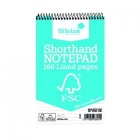 Silvine Envrion Shorthand Notebook 127x203mm (Pack of 10) FSC160 SV43691