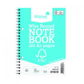 Silvine Envrion Wirebound Notebook 160 Pages A5 (Pack of 5) FSCTWA5 SV43693