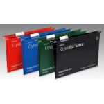 Rexel Crystalfile Extra Suspension File Polypropylene 15mm V-base Foolscap Green Ref 70628 [Pack 25] T70628