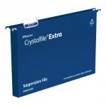 Rexel Crystalfile Extra Suspension File Polypropylene 30mm Wide-base Foolscap Blue Ref 70633 [Pack 25] T70633