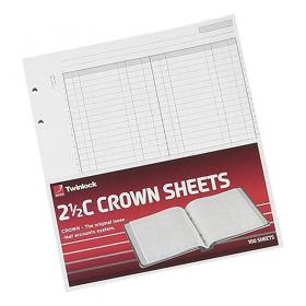 Twinlock 2.5C Crown Double Ledger Sheets 254x228mm Ref 75831 Pack of 100  T75831