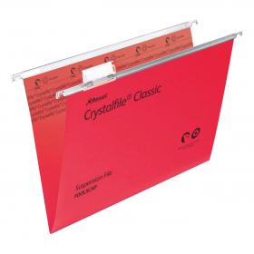 Rexel Crystalfile Classic Suspension File Manilla V-base Foolscap Red Ref 78141 Pack of 50 T78141