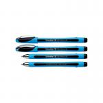 The image shows a pack of 10 Schneider Ballpoint Pens, each with a large black point. The pens have a sleek design and feature the word Slider on the side. The pens have a smooth grip and a retractable mechanism. The pack is labeled with the Schneider logo and the model number.