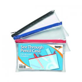 See Through Pencil Case 200 x 125mm (Pack of 12) 300794 TGR7942