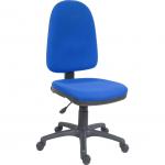 Teknik Office Price Blaster High Back Blue Fabric Operator chair with durable black nylon base. Accepts optional arm rests. 1000BL