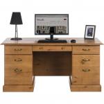 Teknik Office French Gardens Pine Effect Study Desk With Double Pedestal And Filer Drawers
