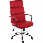 Teknik Office Deco Retro Style Executive Red Faux Leather Chair with Matching Removable Arm Covers