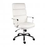 Teknik Office Deco Retro Style Executive White Faux Leather Chair Matching Removable Arm Covers
