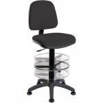 Teknik Ergo Blaster Black Fabric Operator Chair Deluxe With Ring Kit Conversion and Movable Footring 1100BLK/1164