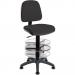 Teknik Ergo Blaster Black Fabric Operator chair with a deluxe ring kit conversion and movable footring. 1100BLK/1164/0280