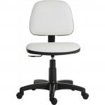 In the image, the Teknik Visitors Teknik Office Ergo Blaster White PU Operator Chair is seen with a medium backrest that can be adjusted in height. The seat is designed to be wipe-clean and is made of White PU material. Optional arm rests can also be attached to the chair.
