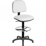Teknik Ergo Blaster White PU Operator Chair With Ring Kit Conversion And Fixed Footring