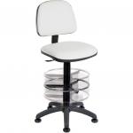 Teknik Ergo Blaster White PU Operator Chair With Ring Kit Conversion Wipe Clean Seat and Movable Footring
