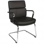Teknik Office Retro Style Cantilever Black Faux Leather Chair Matching Removable Arm Covers 1101BLK