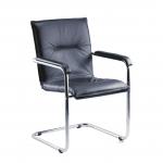 Teknik Office Black Envoy Cantilever Visitor Chair With Padded Seat Back and Matching Arms