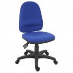 Teknik Office Ergo Twin Blue Fabric Operator Chair Pronounced Lumbar Support and Sturdy Nylon Base Optional Arm Rests