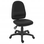 Teknik Office Ergo Twin Black Fabric Operator Chair Pronounced Lumbar Support Sturdy Nylon Base Optional Arm Rests
