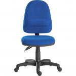 Teknik Office Ergo Twin Blue Fabric Operator Chair Pronounced Lumbar Support and Sturdy Nylon Base Optional Arm Rests 2900BLU