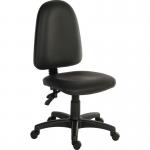 Teknik Office Ergo Twin PU Black Fabric Operator chair with a floating or fixed permanent contact backrest and a sturdy nylon base