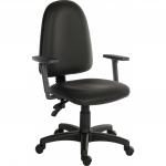 This photograph captures the sleek, modern design of the Teknik Office Ergo Twin chair. The black fabric and floating or fixed permanent contact backrest exude sophistication, while the step adjustable armrests add comfort and functionality.