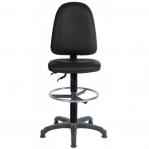 Teknik Office Ergo Twin Black PU Fabric Operator chair with ring kit conversion and fixed footrest.  2900PU-BLK/1163