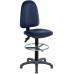Teknik Office Ergo Twin PU Blue Fabric Operator chair with ring kit conversion and fixed footrest  2900PU-BLU/1163