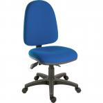 Teknik Office Ergo Trio Blue Fabric Operator Chair 3 Lever Mechanism  Sturdy Nylon Base Accepts Optional Arm Rests 2901BL