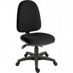 Teknik Office Ergo Trio Black Fabric Operator Chair 3 Lever Mechanism Sturdy Nylon Base Accepts Optional Arm Rests 2901BLK