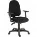 Teknik Office Ergo Trio Black Fabric Operator chair with 3 lever mechanism and a sturdy nylon base. With Step adjustable Armrests. 2901BLK/0280