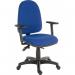 Teknik Office Ergo Trio Blue Fabric Operator chair with 3 lever mechanism and a sturdy nylon base. With step adjustable armrests. 2901BLU/0280