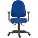 Teknik Office Ergo Trio Blue Fabric Operator chair with 3 lever mechanism and a sturdy nylon base. With step adjustable armrests. 2901BLU/0280